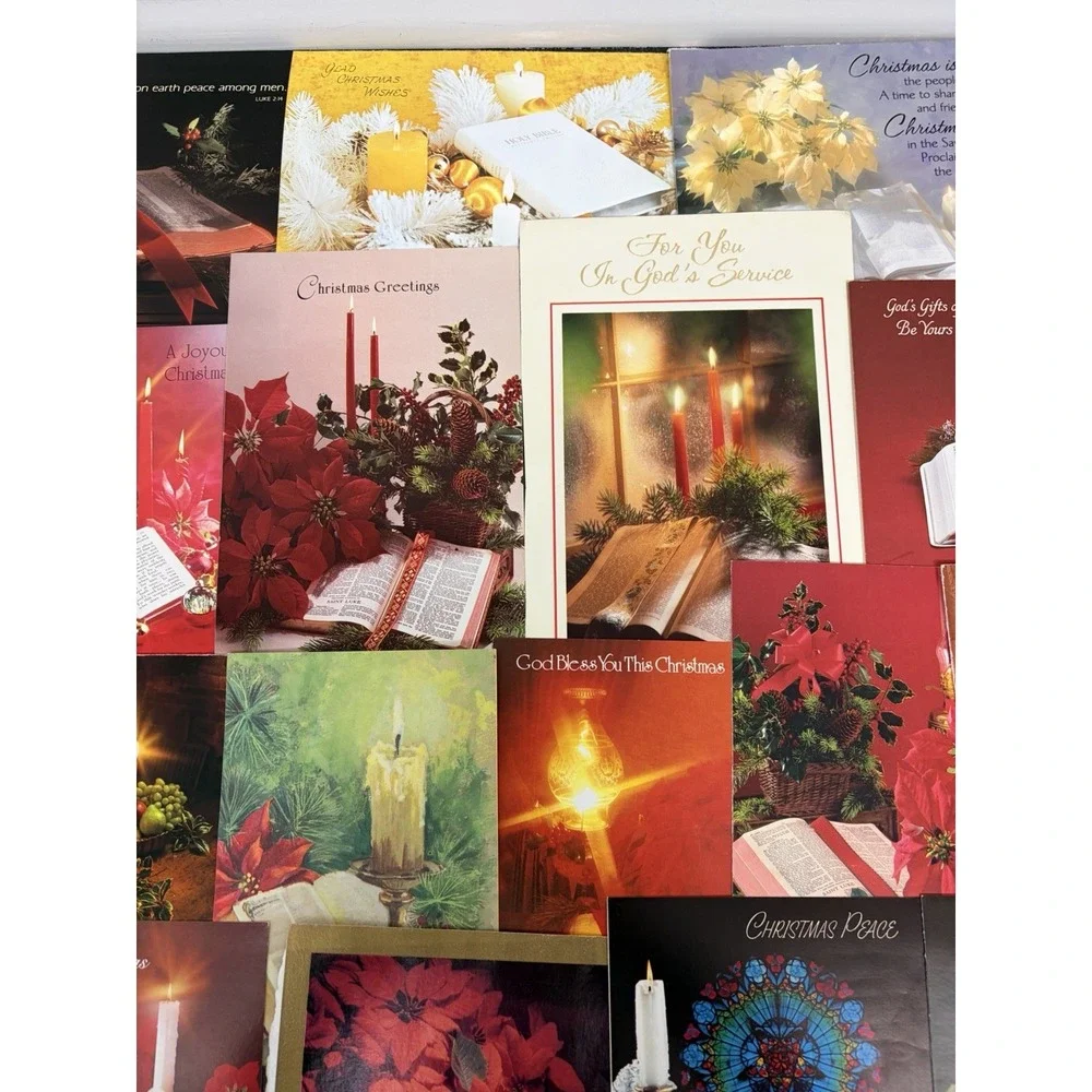 Vintage Christmas Cards Fronts ONLY Bibles Scrapbooking Decoupage Lot of 50+